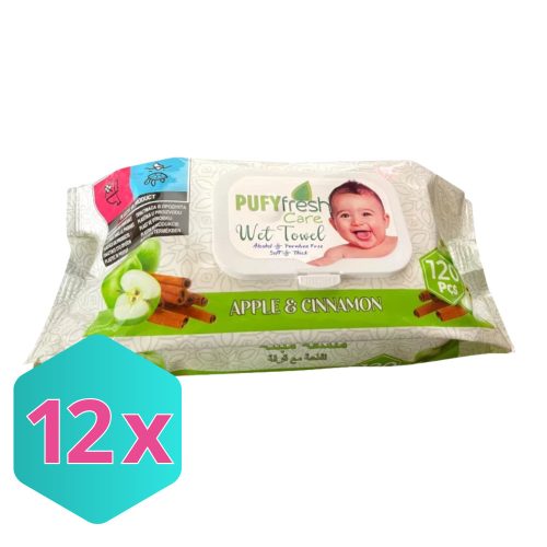 Pufy Fresh nedves törlőkendő apple & cinnamon 120db/csg KARTON - 12x120 db