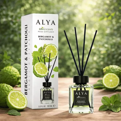 Alya Nature's Scent Reed diffuser pálcikás illatosító Bergamont & Pathouli illat 100 ml