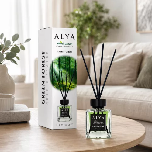 Alya Nature's Scent Reed diffuser pálcikás illatosító Green Forest illat 100 ml