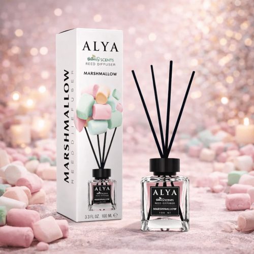 Alya Nature's Scent Reed diffuser pálcikás illatosító Marshmallow illat 100 ml