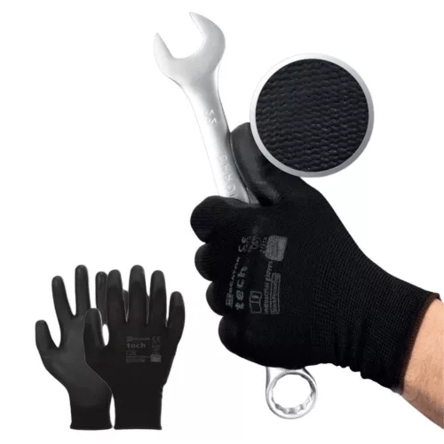 MERCATOR tech black+black PU mártott kesztyű XXL