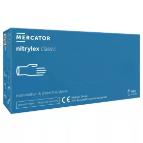  MERCATOR Nitrylex classic blue -nitril púdermentes,kék vizsgálókesztyű  XS