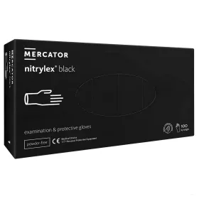  MERCATOR Nitrylex black nitril púdermentes fekete vizsgálókesztyű XS