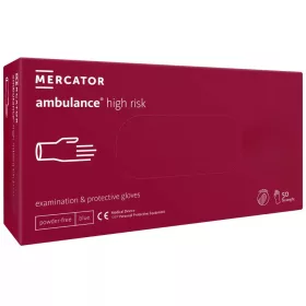   MERCATOR AMBULANCE HIGH RISK latex púdermentes kék,vastag vizsgálókesztyű XL,50 db/doboz