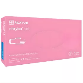   MERCATOR Nitrylex pink nitril púdermentes világos rózsaszín vizsgálókesztyű S