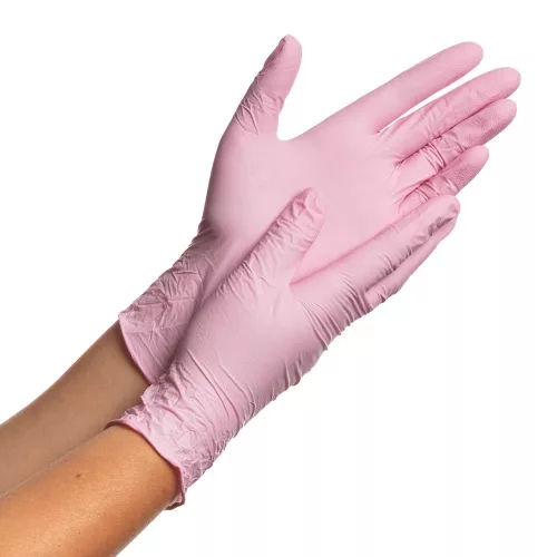 MERCATOR Nitrylex pink nitril púdermentes világos rózsaszín vizsgálókesztyű S