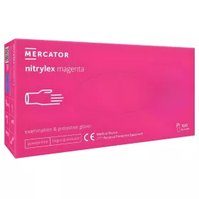   MERCATOR Nitrylex magenta,nitril púdermentes magenta(intenzív pink) színű vizsgálókesztyű L