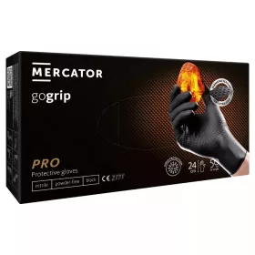   MERCATOR gogrip (black)nitril védőkesztyű fekete púdermentes,gyémánt textúrált M,50 db/doboz