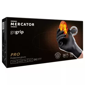   MERCATOR gogrip (black)nitril védőkesztyű fekete púdermentes,gyémánt textúrált XL,50 db/doboz