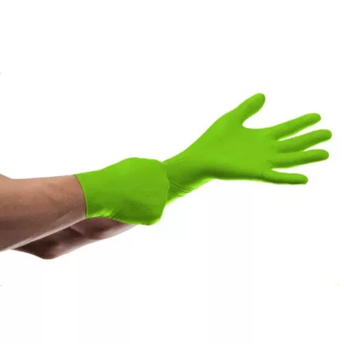 MERCATOR gogrip (green)nitril védőkesztyű zöld púdermentes,gyémánt textúrált M,50 db/doboz