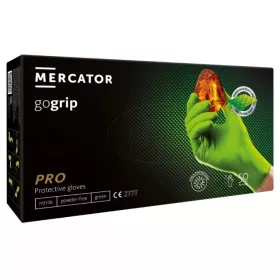   MERCATOR gogrip (green)nitril védőkesztyű zöld púdermentes,gyémánt textúrált L,50 db/doboz