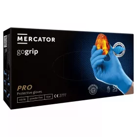  MERCATOR gogrip (blue)nitril védőkesztyű kék púdermentes,gyémánt textúrált L,50 db/doboz