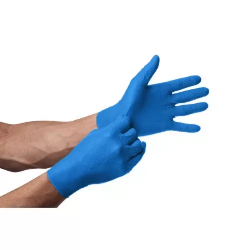 MERCATOR gogrip (blue)nitril védőkesztyű kék púdermentes,gyémánt textúrált L,50 db/doboz