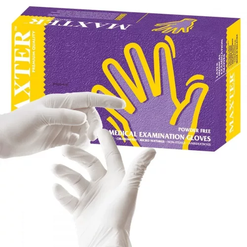 Maxter Gumikesztyű Latex Púdermentes "M" 5,7g 100 db/doboz (10 doboz/karton)