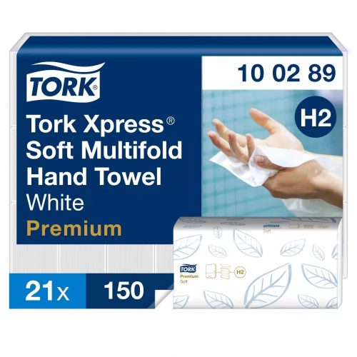 Tork kéztörlő H2 Premium Interfold, soft, 2r., 150lap/csg, 21csg/karton