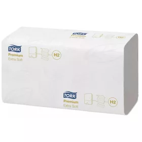   Tork kéztörlő H2 Premium Interfold, extra soft, 2 rétegű, 100 lap/csg, 21 csg/karton (32 karton/raklap)