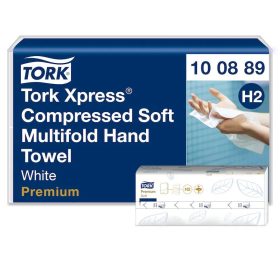   Tork kéztörlő tömörített H2 Soft Multifold Premium, 2r., 225lap/csg, 12csg/karton
