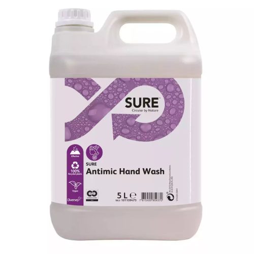 SURE Antimic Hand Wash tejsav alapú, fertőtlenítő hatású folyékony szappan, 100%-osan lebomló 5L