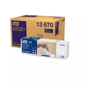   Tork szalvéta adagolós N4 "Xpressnap" Premium Extra soft levélmintás fehér, 2r., 1/4, 21,3X33cm,  500db/csg, 4000db/karton