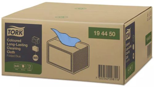 Tork tisztítókendő W8 többször használható, hajtogatott, KÉK 38,5X32, 40db/csg, 8csg/karton