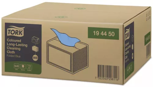 Tork tisztítókendő W8 többször használható, hajtogatott, KÉK 38,5X32, 40db/csg, 8csg/karton