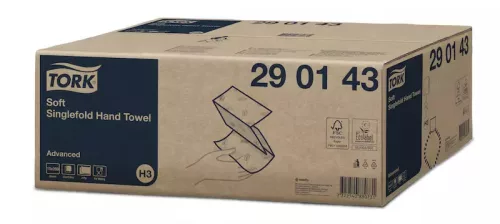 Tork kéztörlő H3 Singlefold Universal - 2r., fehér, 23x22,60cm, 250 lap/csg, 15csg/karton, 28karton/raklap