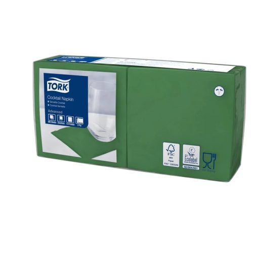 Tork szalvéta koktél, 24/2 SÖTÉTZÖLD, 200lap/csg, 12csg/karton