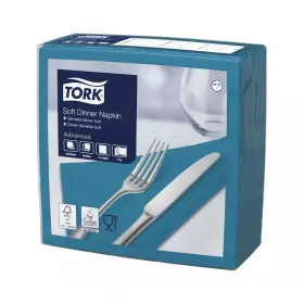   Tork szalvéta Soft Dinner 3r., 39X39, KÉKESZÖLD, 100db/csg, 12csg/karton