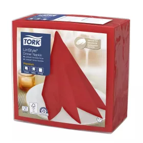   Tork szalvéta Linstyle, premium textilutánzatú, piros 39/1, 50db/csg, 12csg/karton