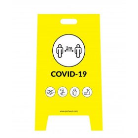 Covid biztonsági előírásokra figyelmeztető tábla