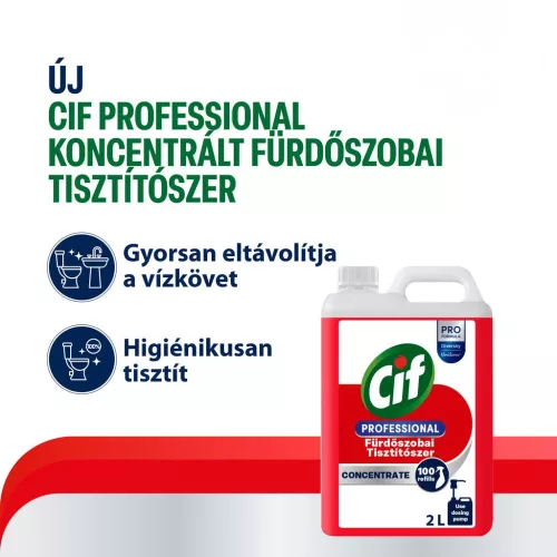 Cif Professional Fürdőszobai és szaniter tisztítószer Koncentrátum, 2 Liter