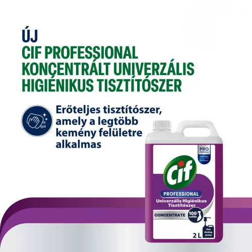 Cif Professional Fertőtlenítő, Univerzális felülettisztítószer Koncentrátum, 2 Liter
