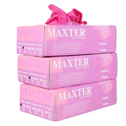 Gumikesztyű Maxter nitril PÚDER NÉLKÜLI RÓZSASZÍN "S" 100db/doboz, 10doboz/karton