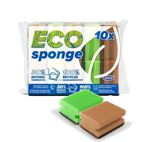 Bonus mosogatószivacs, formázott, Eco Sponge 10db/csg (10csg/gyűjtő, 120csg/karton)