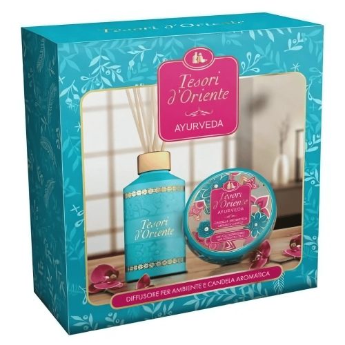 TESORI D'ORIENTE AYURVEDA Ajándékszett (Pálcás Illatosító 200ml és Illatgyertya 109g)