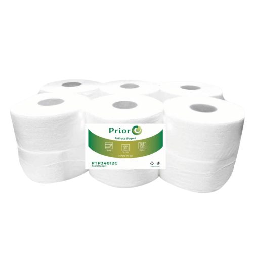 PRIOR toalettpapír Mini Jumbo 19cm-es, 2 rétegű, fehér, 120m/tekercs, 12 tek/karton (48 karton/raklap)