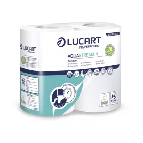   Lucart Aquastream 4 vízben oldódó ultra hosszú WC papír - 2 rétegű, 4 tekercs