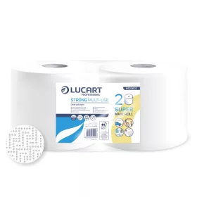   Lucart Strong Multi-Use ipari törlőpapír 25cm átm. - 2 rétegű, hófehér, 175m (Karton - 2 tekercs)