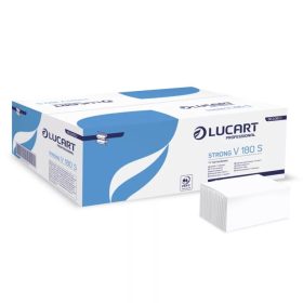   Lucart Strong V180S hajtogatott kéztörlő - 2 rétegű, hófehér, 180 lap (10x23 cm)