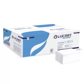   Lucart Strong V180S hajtogatott kéztörlő - 2 rétegű, hófehér, 180 lap (10x23 cm)