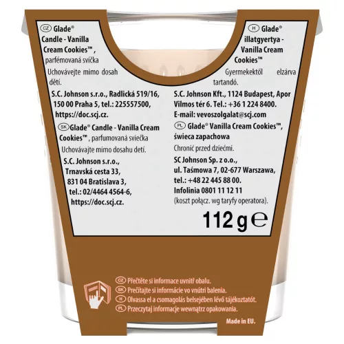 Glade illatgyertya - Vanilla Cream Cookies 112g