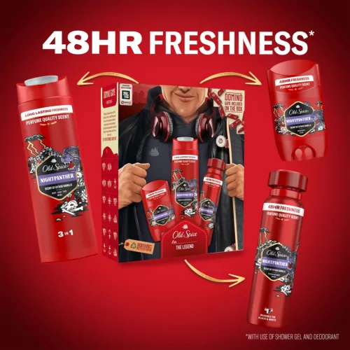 Old Spice Ajándékcsomag NIGHTPANTHER Tusfürdő 400 ml + Dezodor 150 ml + Deo Stick 50ml
