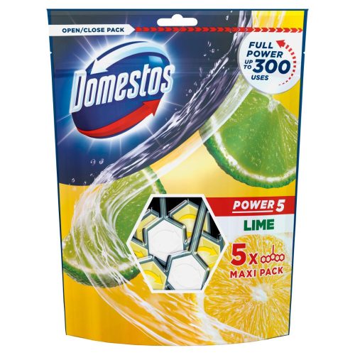 DOMESTOS Power5 WC frissítő blokk Lime 5 x 55g