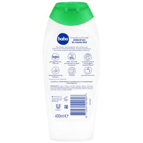 Baba frissítő tusfürdő zöldcitrom és menta illat 400 ml