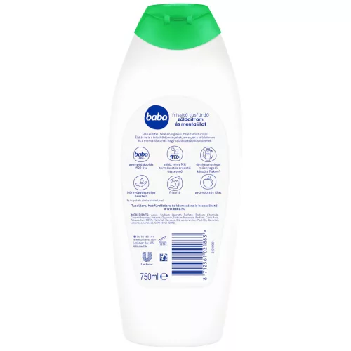 Baba frissítő tusfürdő zöldcitrom és menta illat 750 ml