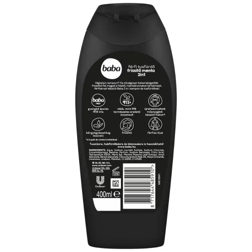Baba férfi tusfürdő frissítő menta 2in1 400 ml