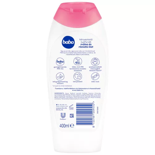 Baba kényeztető tusfürdő málna és rózsafa 400 ml