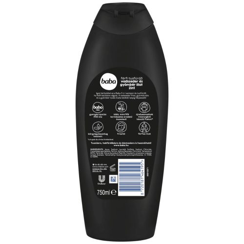 Baba 2 az 1-ben férfi tusfürdő és sampon vadszeder és gyömbér illattal (750 ml)
