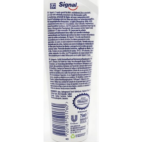 Signal Junior Super Mario gyermekfogrém 6-13 éves 75ml mild mint flavour