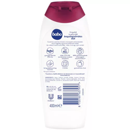 Baba frissítő tusfürdő Gyümölcsöskert 400 ml